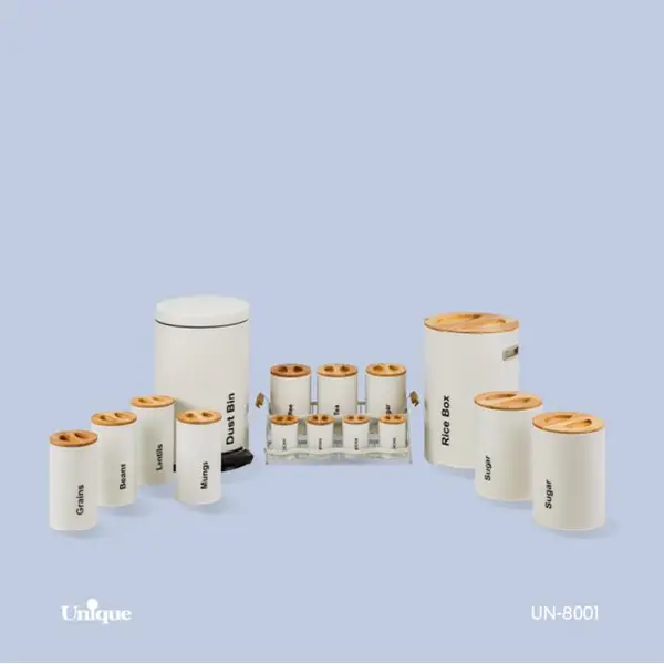 سرویس آشپزخانه 16 نباتی سنباده ای درب چوبی یونیک کد UN-8001 - 2