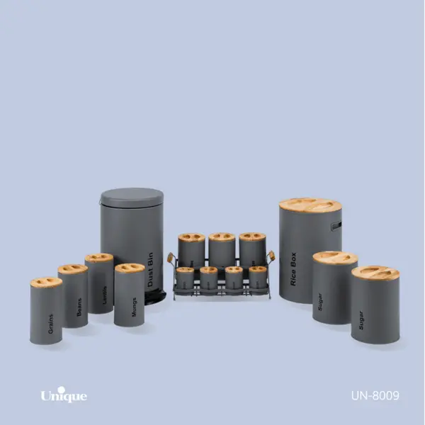 سرویس آشپزخانه 16 طوسی سنباده ای درب چوبی یونیک کد UN-8009 - 5