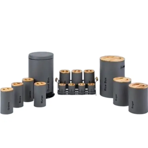 سرویس آشپزخانه 16 طوسی سنباده ای درب چوبی یونیک کد UN-8009 - 4