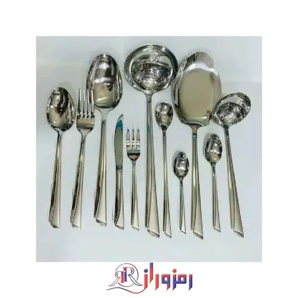 سرویس قاشق و چنگال 18 نفره 105 پارچه یونیک مدل ناخنی نقره ای دهنه اروپایی - 2