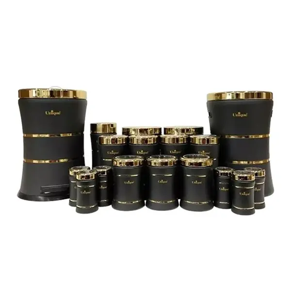 سرویس آشپزخانه 18 پارچه یونیک کمر باریک خطی مات طلایی مدل UN-4697 - 4