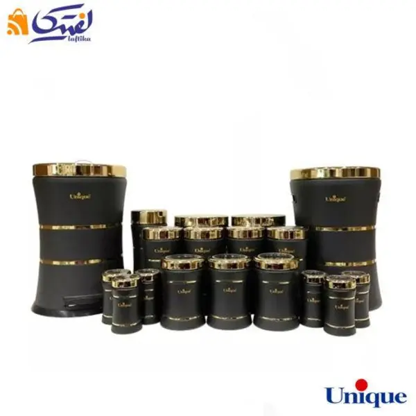 سرویس آشپزخانه 18 پارچه یونیک کمر باریک خطی مات طلایی مدل UN-4697 - 3