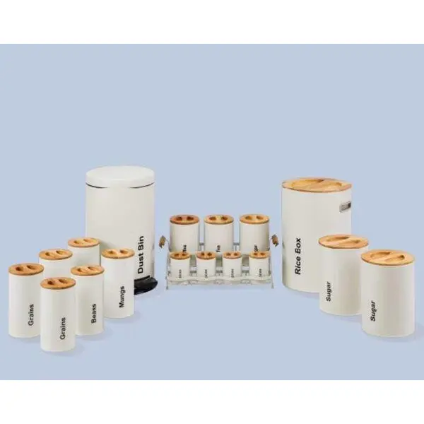 سرویس آشپزخانه یونیک 18 پارچه سنباده ای نباتی درب چوبی UN-8093 - 2