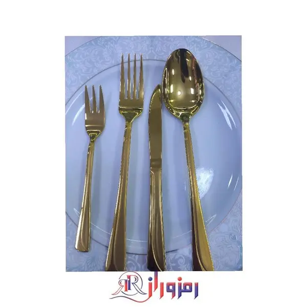 سرویس قاشق و چنگال 24 نفره 144 پارچه یونیک مدل هانوفر طلایی دهنه اروپایی - 2