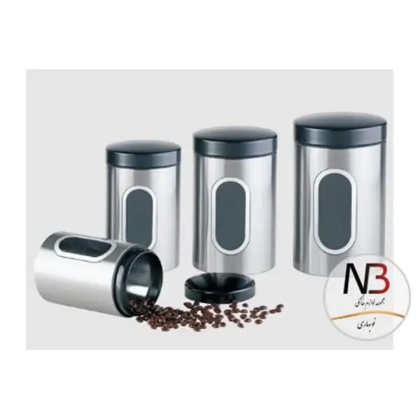ظرف حبوبات در 4 سایز پنجره دار استیل یونیک UN-5990 - 5