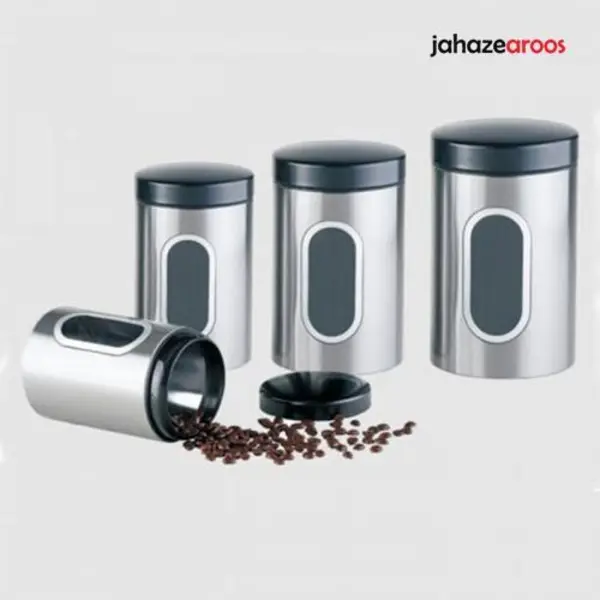 ظرف حبوبات در 4 سایز پنجره دار استیل یونیک UN-5990 - 2