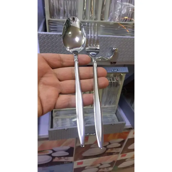 سرویس قاشق و چنگال 6 نفره 27 پارچه یونیک مدل سوزنی براق - 2