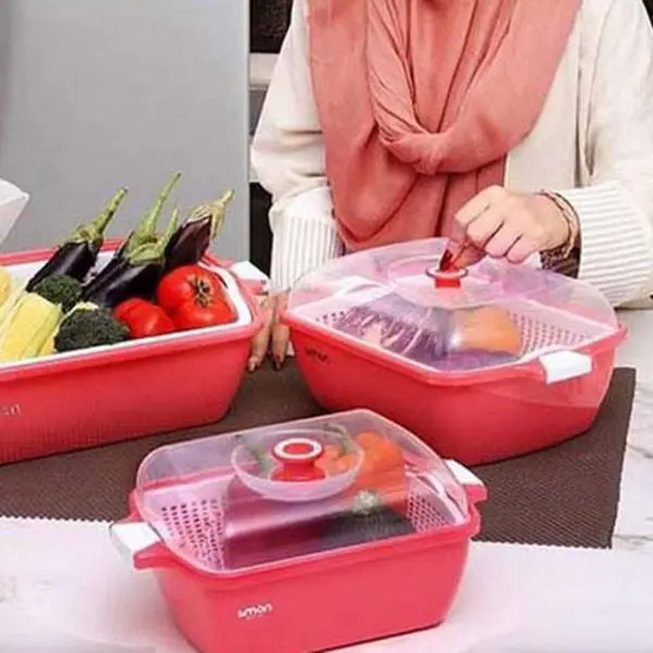 ست سبد نان و سبزی لیمون مدل یاس سایز کوچک