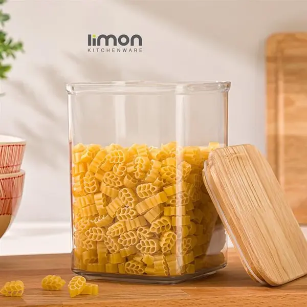 بانکه سارینا مربع سایز 2 درب چوبی 1/4 لیتر لیمون - 2