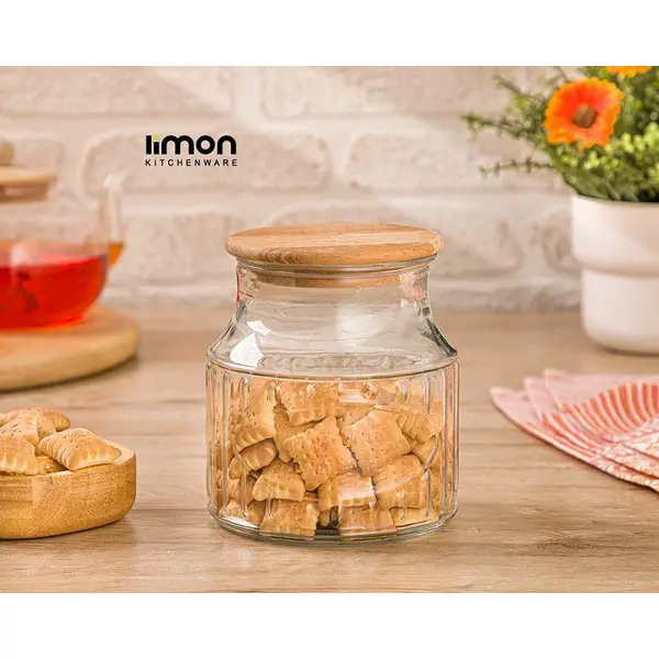 بانکه درب چوبی 800 میلی لیتر لیمون 2263 - 2