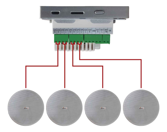 مجموعه کامل سیستم صوت  با 4 اسپیکر | بلندگو سقفی SOUNDCO TW 365 , WM 425