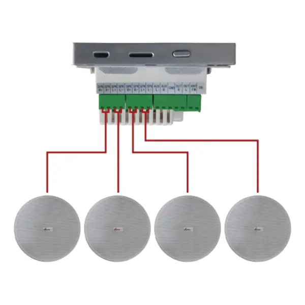 مجموعه کامل سیستم صوت با 4 اسپیکر | بلندگو سقفی SOUNDCO TW 365 , WM 425