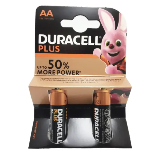 باتری دوراسل قلمی آلکالاین کارتی 2 تایی | AA Duracell plus - 3