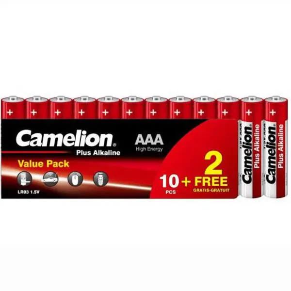 Camelion Battery Size AAA 10+2pcs Plus Alkaline Shrink برند کملیون - 4