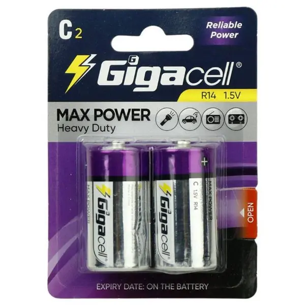باتری C گیگاسل مدل Max Power R14 بسته دو عددی - 2