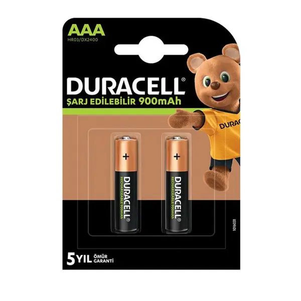 باتری نیم قلمی قابل شارژ مدل Duracell - 900mAh AAA2 - 2