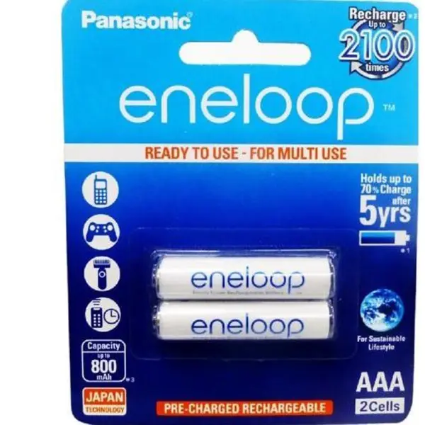 باتری نیم قلمی قابل شارژ پاناسونیک مدل eneloop بسته 2 عددی
