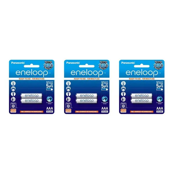 باتری نیم قلمی قابل شارژ پاناسونیک مدل eneloop 800mAh بسته 6 عددی