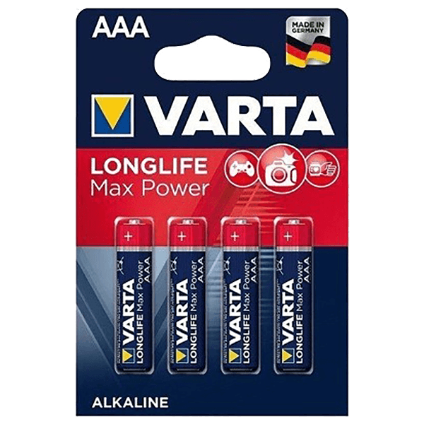 باتری نیم قلمی آلکالاین وارتا LONGLIFE MAX POWER AAA بسته 4 عددی