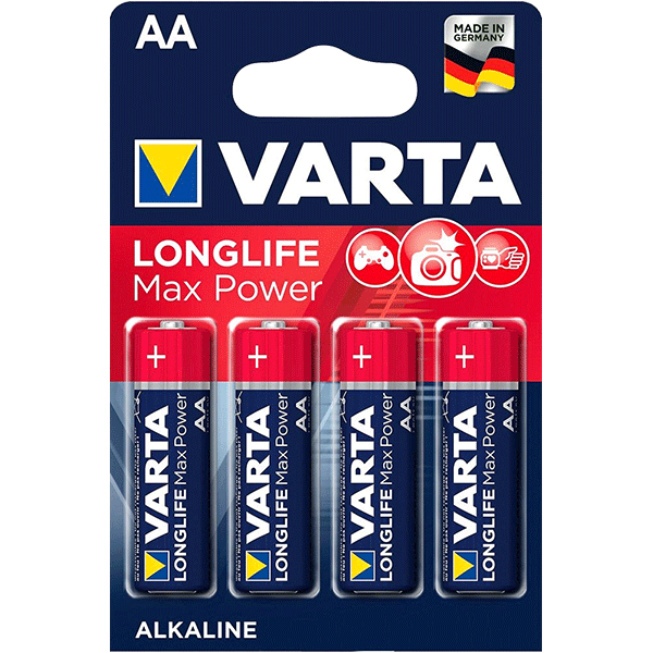 باتری قلمی آلکالاین وارتا LONGLIFE MAX POWER AA بسته 4 عددی