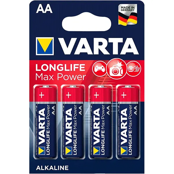 باتری قلمی آلکالاین وارتا LONGLIFE MAX POWER AA بسته 4 عددی