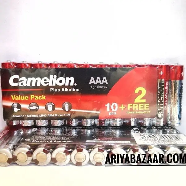 باتری نیم قلمی کملیون مدل Plus Alkaline بسته 12 عددی - 2