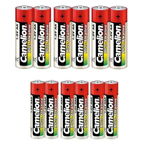 باتری قلمی و نیم قلمی کملیون مدل Plus Alkaline بسته 12 عددی - 6