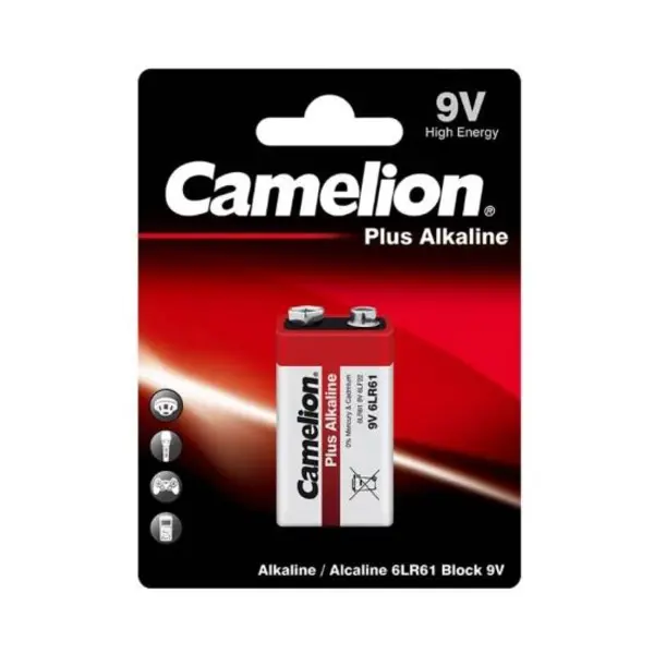 باتری کتابی Plus Alkaline کملیون مدل 6LR61 9v - 2