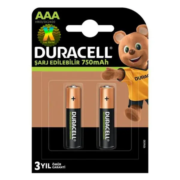 باتری نیم قلمی قابل شارژ دوراسل مدل RECHARGEABLE 750mAh XRAY بسته دو عددی - 2