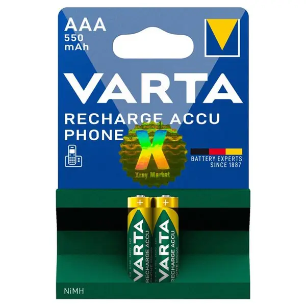 باتری نیم قلمی قابل شارژ وارتا مدل Recharge accu phone 550 mAh XRAY بسته دو عددی - 2