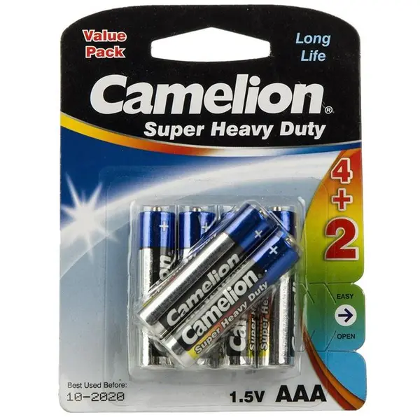 باتری نیم قلمی کملیون مدل Super Heavy Duty بسته 6 عددی - 2