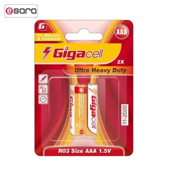 باتری نیم قلمی گیگاسل مدل Ultra Heavy Duty بسته 2 عددی