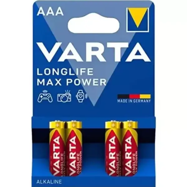 باتری چهارتایی نیم قلمی Varta Long Life Max Power Alkaline LR03/MN2400 1.5V AAA