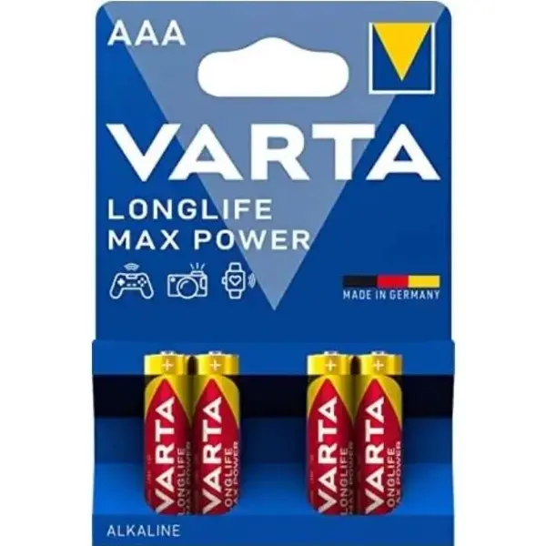 باتری چهارتایی نیم قلمی Varta Long Life Max Power Alkaline LR03/MN2400 1.5V AAA