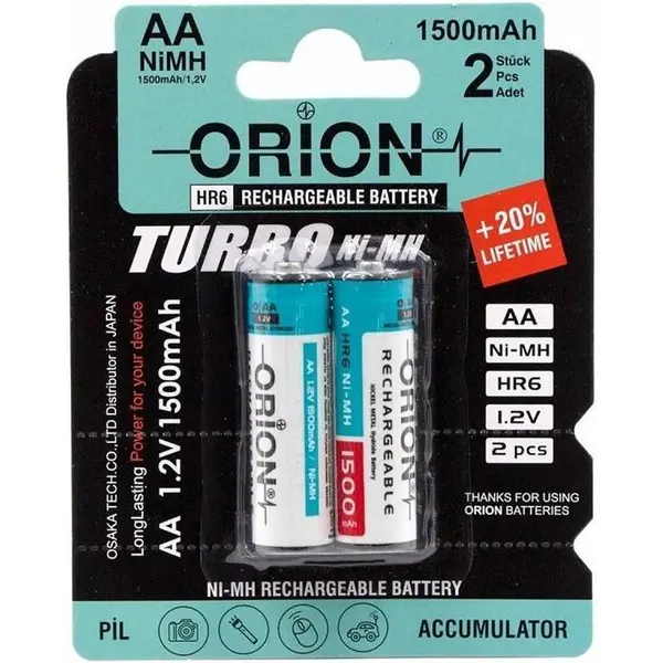 باتری قلمی قابل شارژ 1500mAh دوتایی مارک ORION - 4