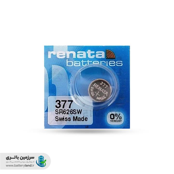 باتری ساعت اکسید نقره 377 مدل SR626SW ظرفیت 24mAh ولتاژ 1.55v ساخت سوئیس رناتا