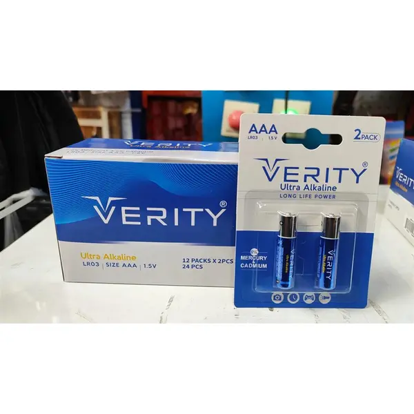 باتری نیم قلمی وریتی مدل اولترا آلکالاین بسته 4 عددی