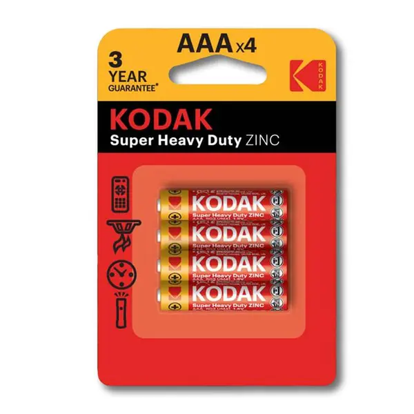 باتری نیم قلمی بسته 4 عددی super heavy duty کداک kodak