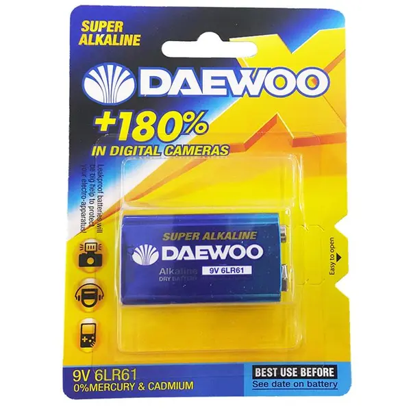 باتری کتابی 9V دوو DAEWOO BATTERY آلکالاین تک عددی
