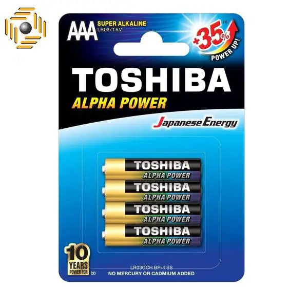 باتری نیم قلمی توشیبا Alkaline Alpha Power پک 4 تایی - 2