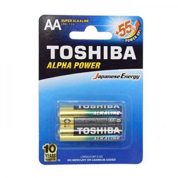 باطری نیم قلمی سوپر آلکالاین توشیبا مدل Alpha Power بسته 2 عددی