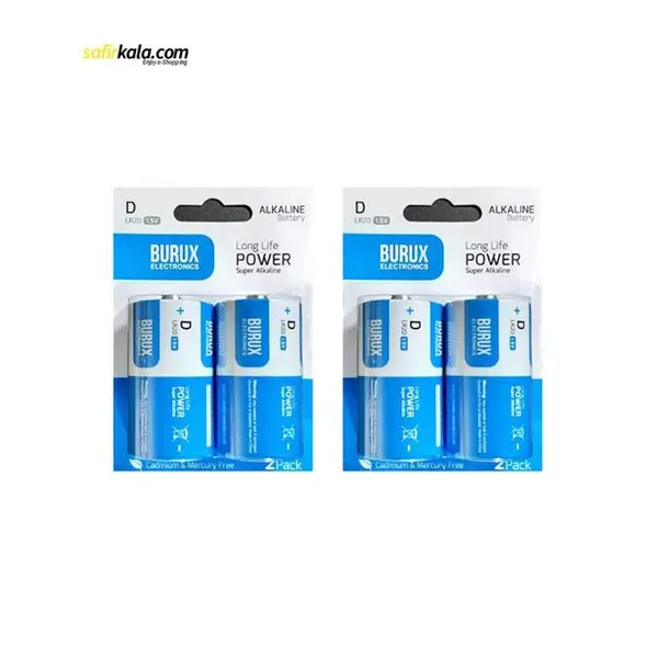 باتری سایز D بروکس مدل super alkaline بسته 4 عددی