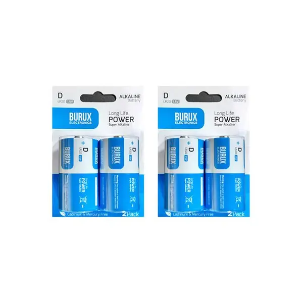 باتری سایز D بروکس مدل super alkaline بسته 4 عددی