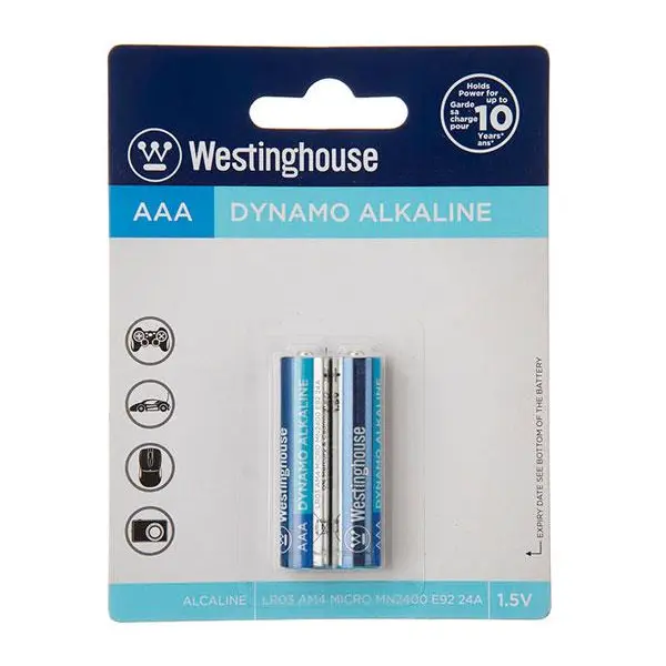 باتری نیم قلمی وستینگهاوس مدل Dynamo Alkaline LR03 AM4 MICRO بسته 2 عددی