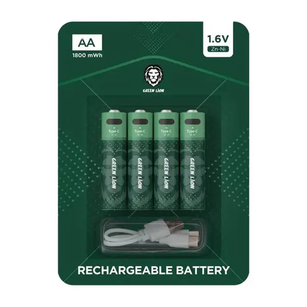 باتری قلمی شارژی green lion بسته 4 عددی