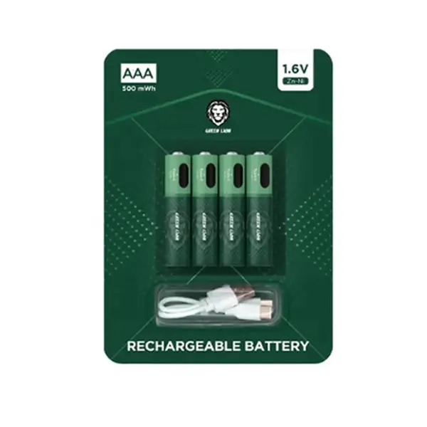 باتری نیم قلم شارژی green lion بسته 4 عددی