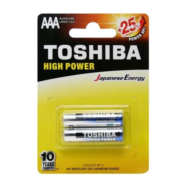 باتری نیم قلمی توشیبا مدل High Power بسته 2 عددی