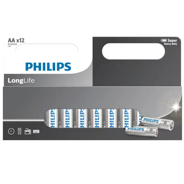 باتری قلمی فیلیپس مدل LongLife R6L12W بسته 12 عددی - 2