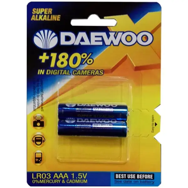 باتری نیمه قلمی آلکالاین LR03-AAA دوو مدل Super بسته 2 تایی