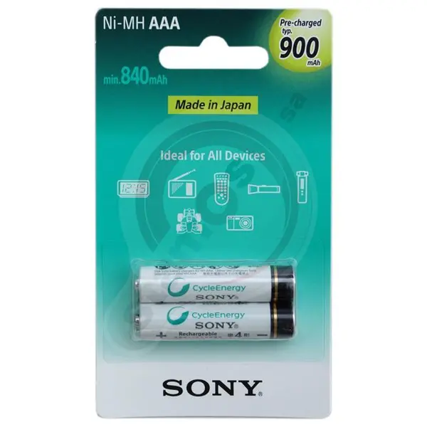 باتری نیم قلمی قابل شارژ سونی مدل NH-AAA-B2GN بسته 2 عددی
